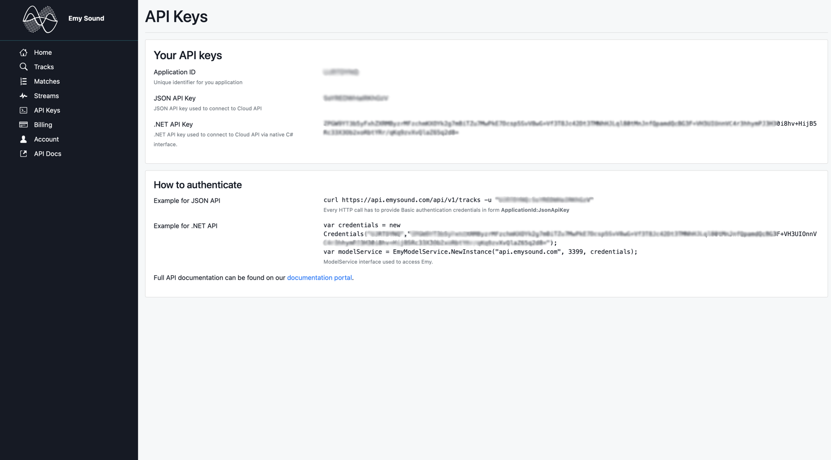 Backoffice screen with API Keys