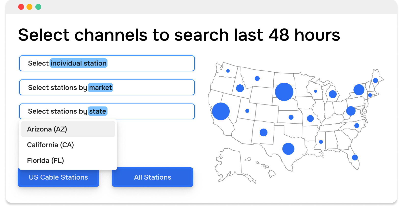 Select channels in the backoffice
